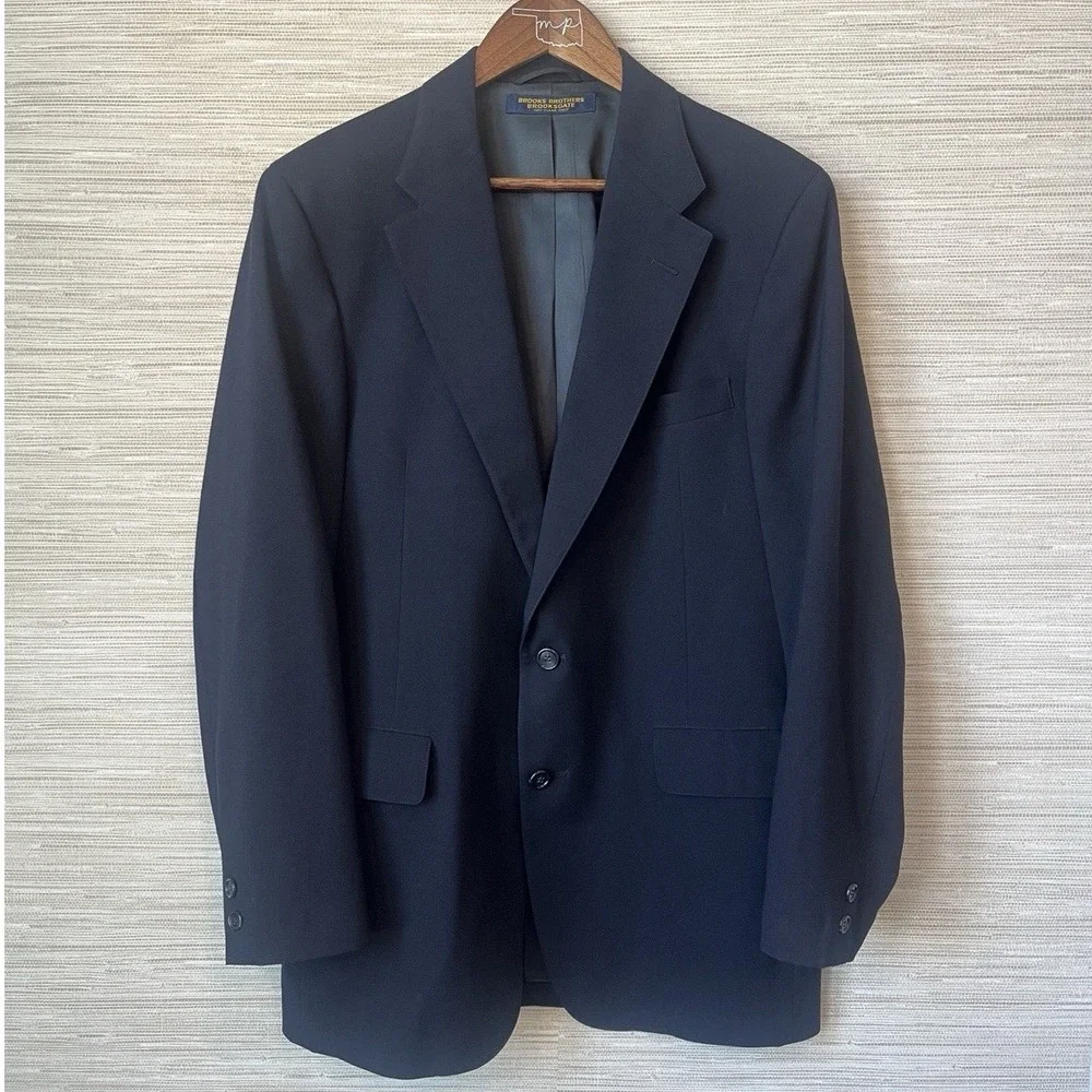 Brooks Brothers Brooksgate Mens Navy‎ Blue Two Button Blazer Sport Coat Jacket
